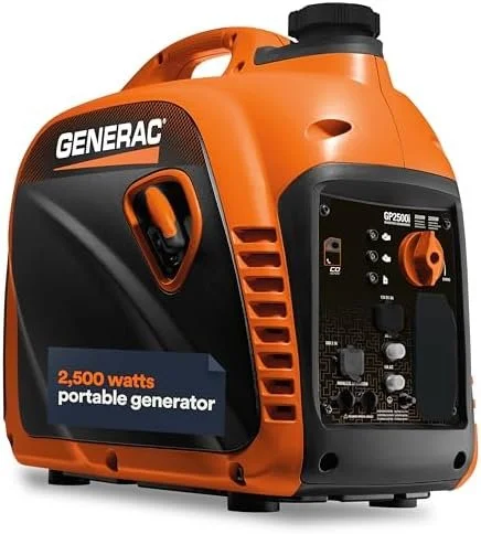 generac 8251 gp2500i 2,500 watt gas powered portable inverter generator – compact and lightweight design – produces clean, stable power – cosense technologys – carb compliants – orange/black generac 8251 gp2500i 2,500 watt gas powered portable inverter generator – compact and lightweight design – produces clean, stable power – cosense technologys – carb compliants – orange/black