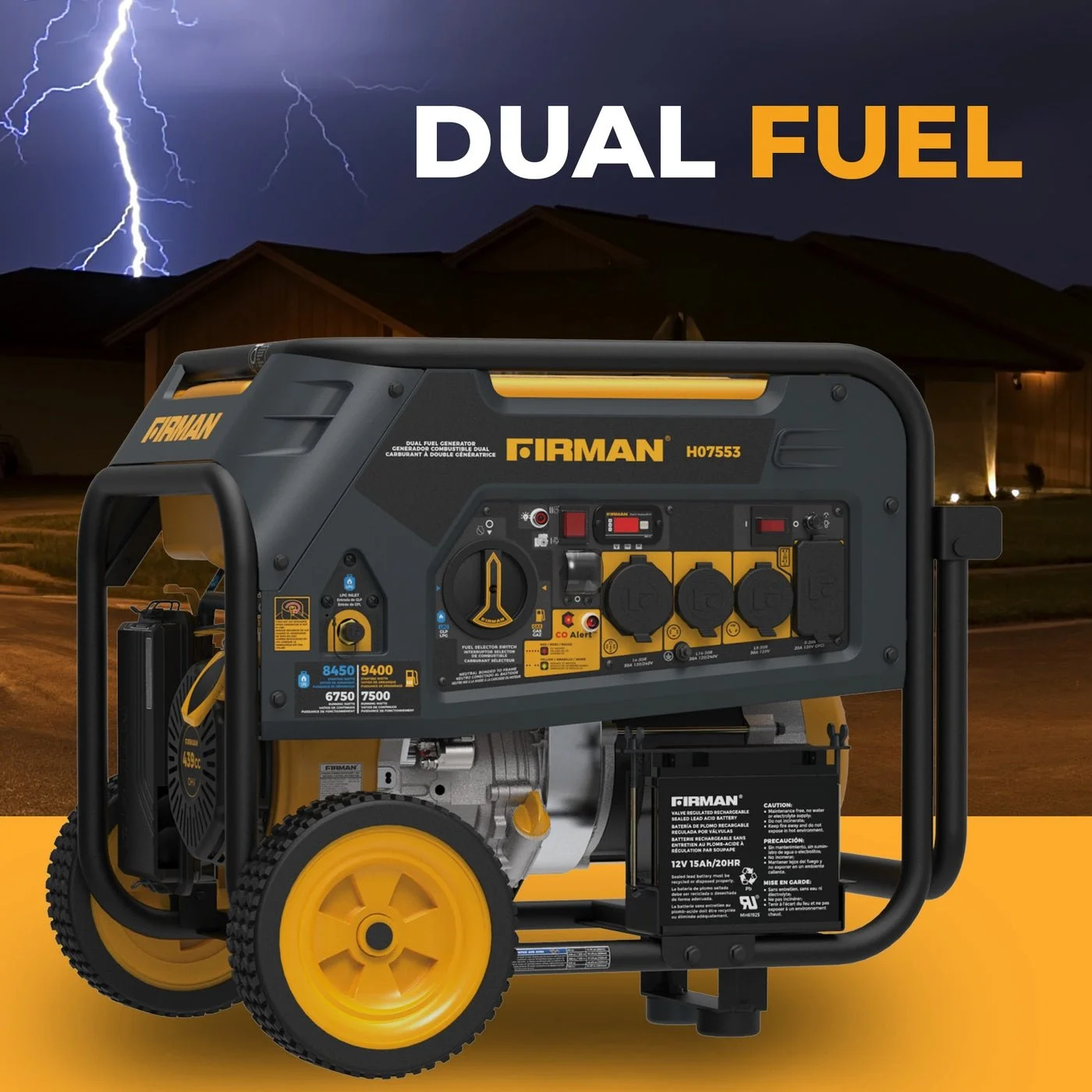 firman h07553 7500/9400w dual fuel generators. firman h07553 7500/9400w dual fuel generators.