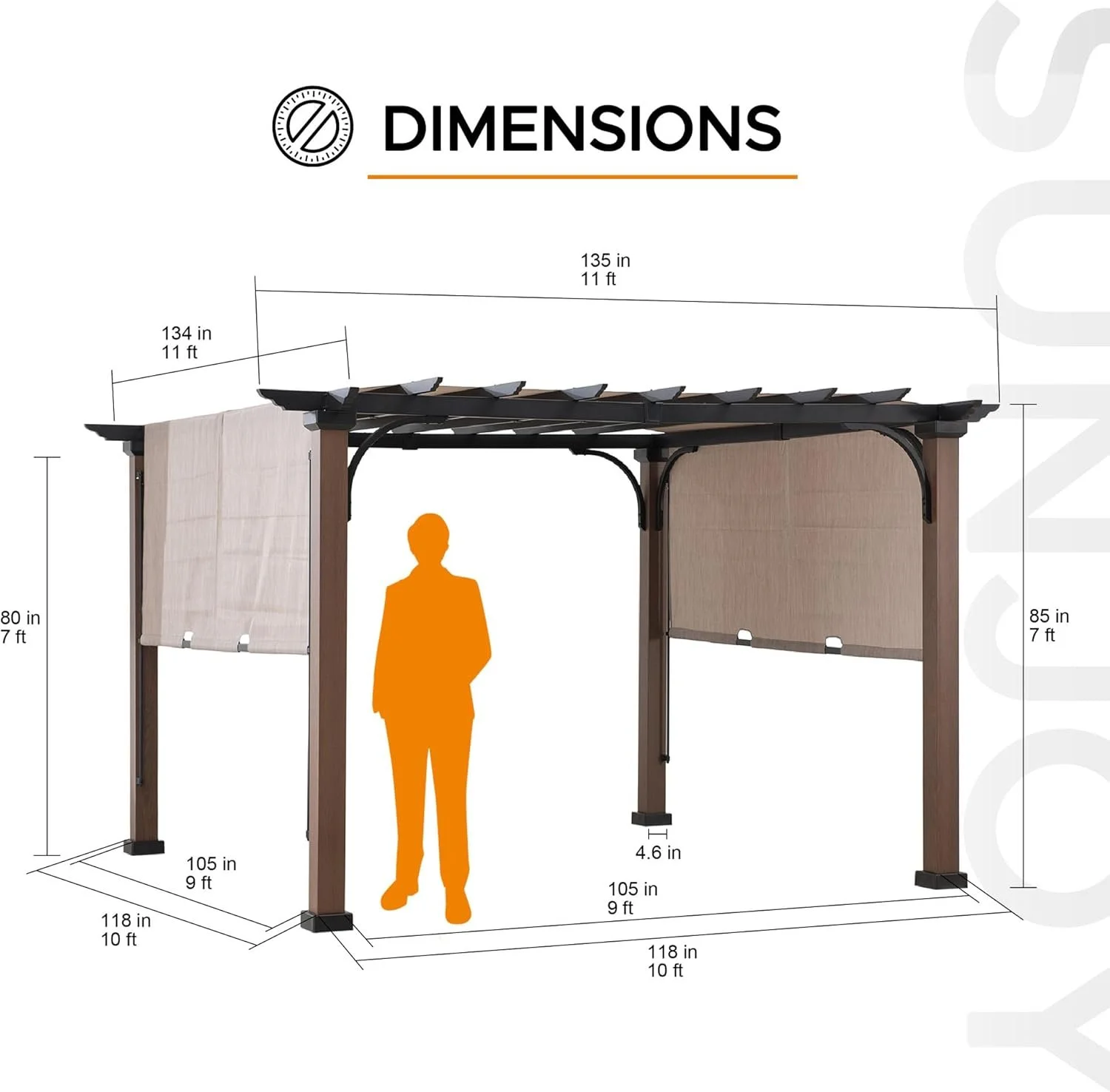 sunjoy 11 x 11 ft metal pergola with adjustable tan garden shades sunjoy 11 x 11 ft metal pergola with adjustable tan garden shades
