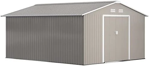 outsunny 11′ x 13′ outdoor storage shed, garden tool metal shed with foundation kit, double lockable door, air vents and slopings roofs, for backyard, patio, lawn, light grays outsunny 11′ x 13′ outdoor storage shed, garden tool metal shed with foundation kit, double lockable door, air vents and slopings roofs, for backyard, patio, lawn, light grays