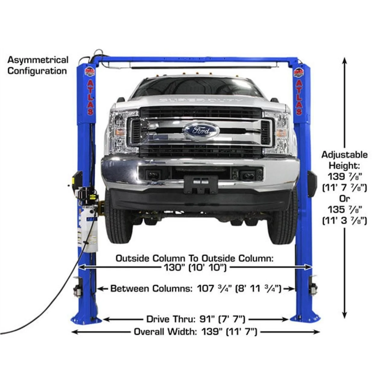 atlas equipment platinum pvl10 ali certified commercials overhead 10,000 lb. capacity 2 post lift atlas equipment platinum pvl10 ali certified commercials overhead 10,000 lb. capacity 2 post lift